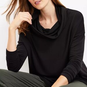 Lou & Grey Signaturesoft Black Cowl Neck Sweater